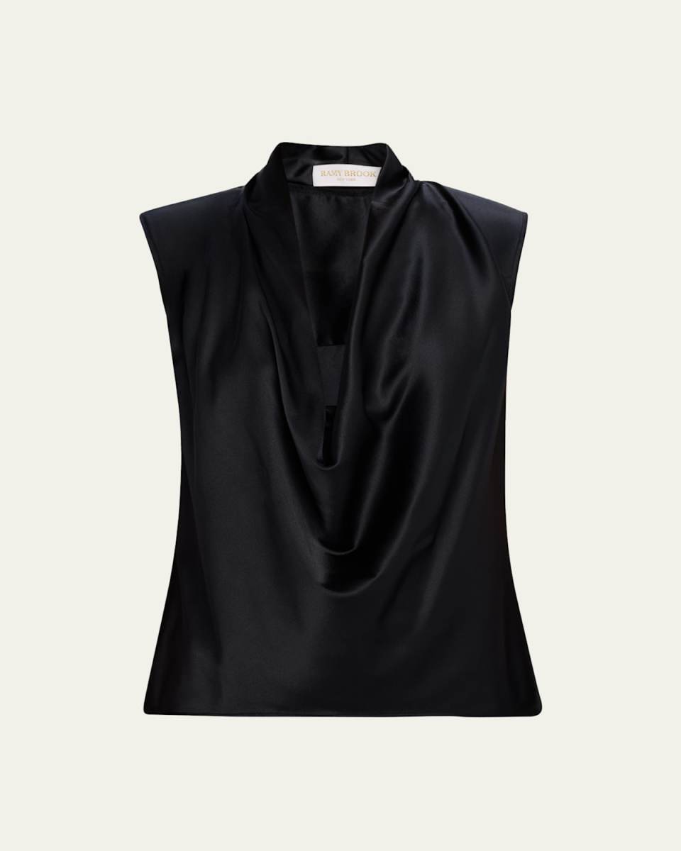 Gregory Cowl-Neck Silk Blous